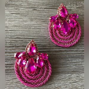 Anthropologie Fuchsia Gemstone Earrings